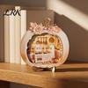 Cute Pastel Pumpkin Ornament Halloween Ghost Wooden Plaque, 2D Flat Tabletop Sign, Rustic Farmhouse Autumn Decor Spooky Bathing Reading for