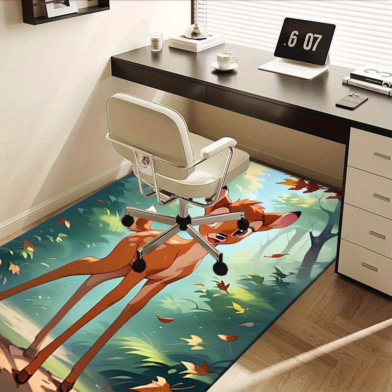 Office Rug Bambi, Forest theme 3D Printed Anti-Slip Rug-Machine Washable for Living Room