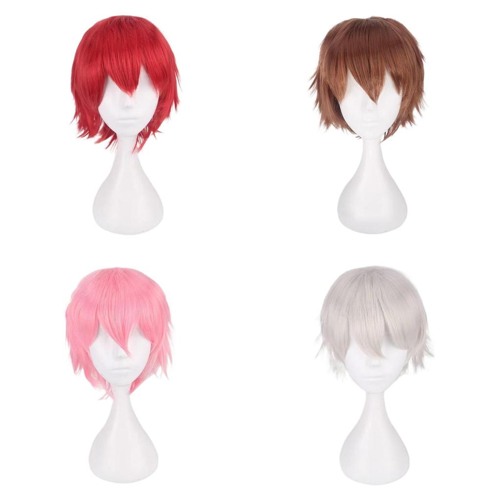 Cosplay-Perücke, kurz, schwarz, aus Hochtemperaturseide, für Anime-Kostüme
