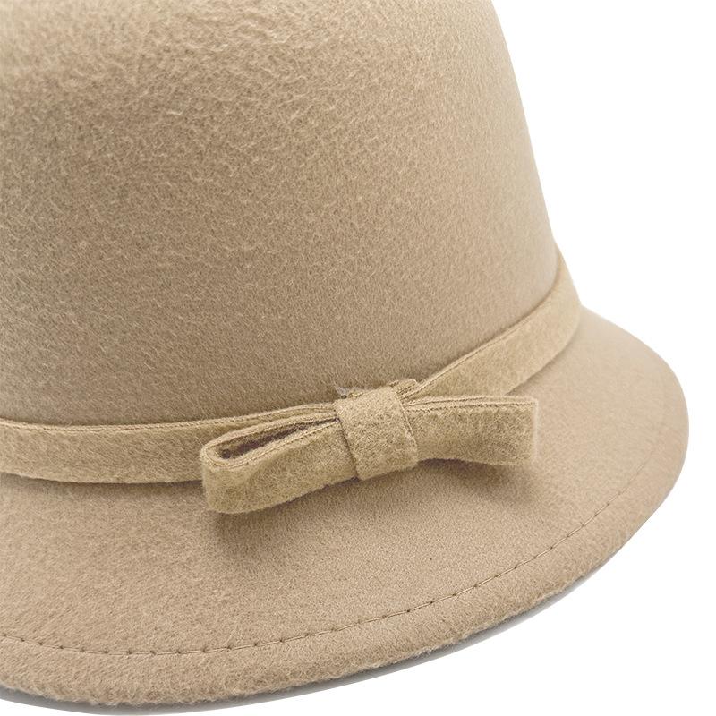 Autumn and Winter Simple Woolen Top Hat Autumn and Winter Dome Elegant Bucket Hat Versatile Senior Sense Retro Basin Hat Women