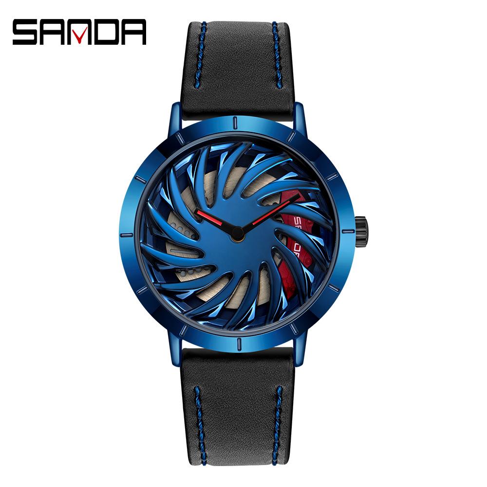 Sanda Meilleure Vente 1088 Montre pour Adolescent: Personnalisé, Cadran Rotatif 3D, Tendance, Quartz Étanche.