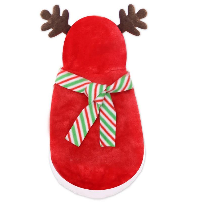 Winter Pet Costume Small Medium Dogs Cats Flannel Reindeer Hoodie With Scarf Christmas Outfit