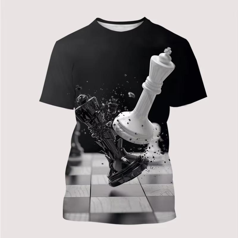 Neues Herren T-Shirt 3D-Druck Internationale Schachgrafik T-Shirts Sommer Lustig Harajuku Rundhals Oberteil Herren Kinder Mode Lässige T-Shirts
