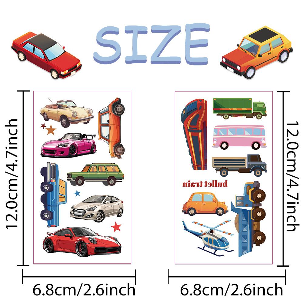 10sheets City Cars Helicopter Bullet Train Tattoo Stickers For Face Body Temporary Waterproof Tattoo Stickers DIY Creative Gifts