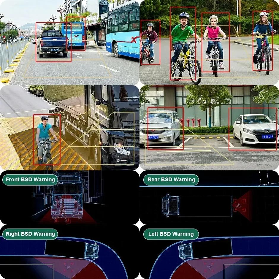 10'' Wireless Monitor AI Blind Spot Radar BSD Alarm DVR Recorder Touch Screen Backup Camera For Truck/Trailer/Bus/RV/Pickups/SUV