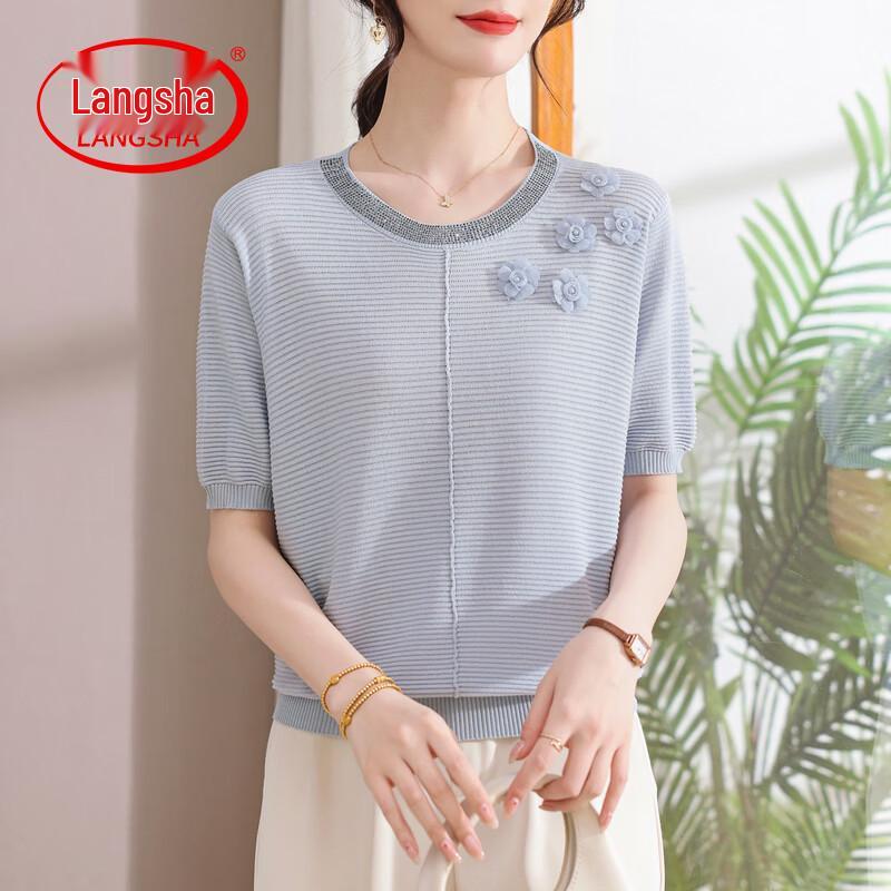 LangSha Women s Ice Silk Short Sleeve T-Shirt 2XL (100-115 jin)