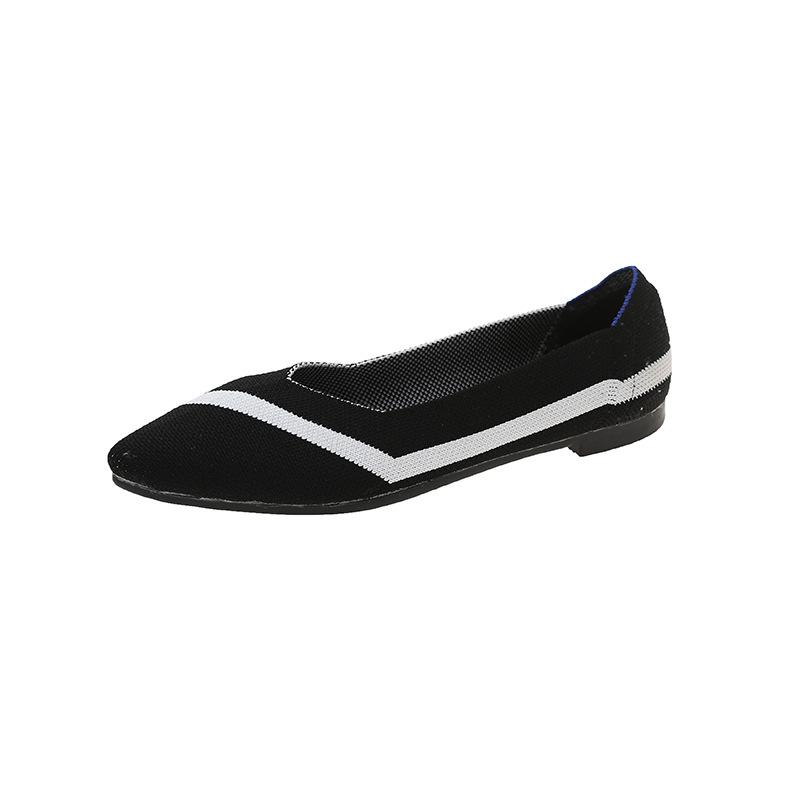 Woven Doudou shoes women's new soft-soled shallow-mouth pointed-tip breathable flat-soled solid-color hollow single shoes