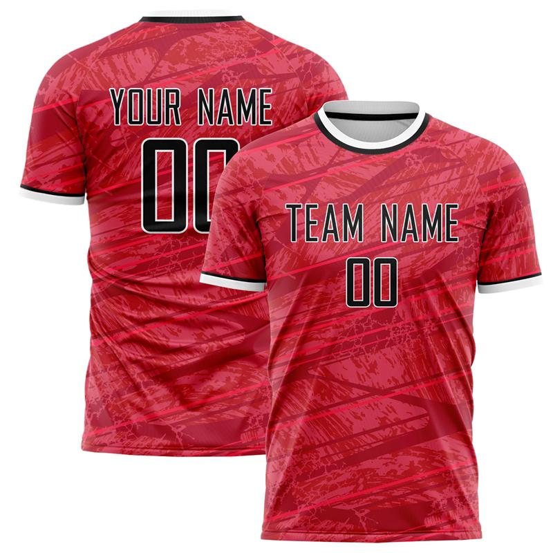 Maglietta da Calcio Personalizzata con Nome Squadra Numero Nome Personalizzata Fai da te Girocollo Magliette Sportive Rosse Vestibilità Larga Asciugatura Rapida Divisa di Squadra