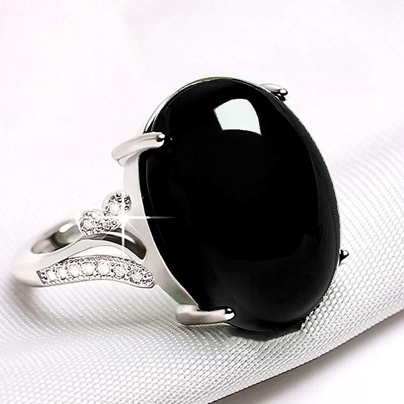 Second-Generation Silver-Plated Ring with Imitation Yellow Chalcedony and Agate for Women