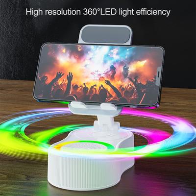 360 Degrees Rotatable Phone Stand with Wireless Bluetooth-compatible Speaker RGB Light Height Adjustable Cell Phone Holder