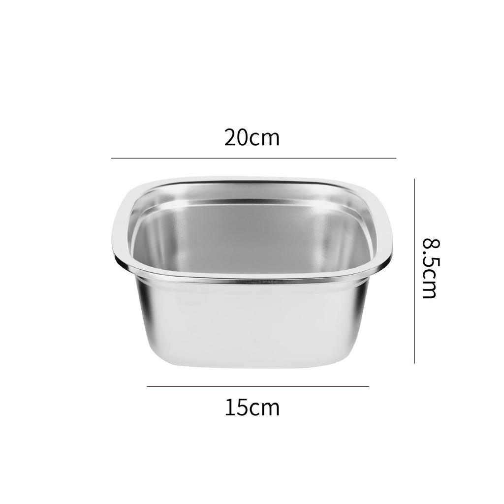 Extra Thick Double-Layer Stainless Steel Square Basin for Vegetable, Fruit, & Rice Washing