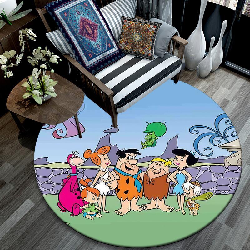 The Flintstones2 Round Area Rug,Carpet Rug for Living Room Bedroom Sofa Playroom Decor,Non-slip Floor Mat