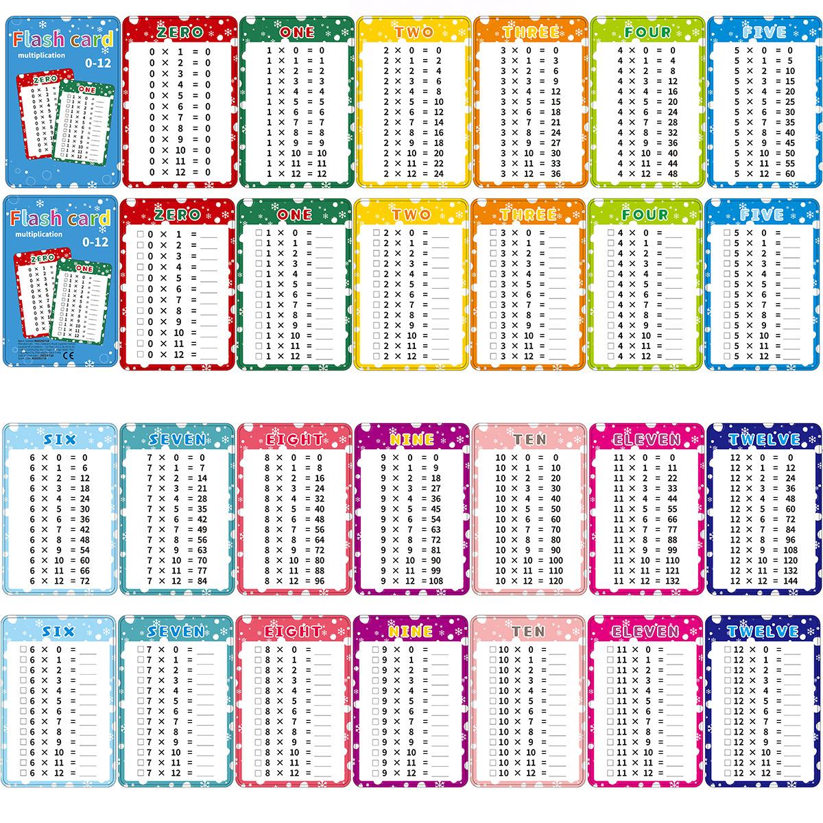 Multiplication Flash Cards, Early Education Math Cards, 14 Pcs Reusable Writable Educational Learning Cards