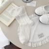1 Pair Ballet Style Double Layer Black Fungus Edge Socks Summer Thin Mesh Breathable Japanese Style Series Girls Pile Socks