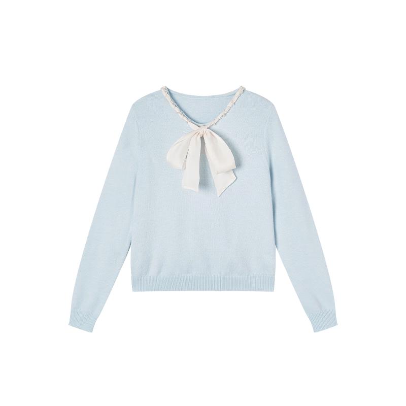 Women s French Bow Tie Knit Sweater M
