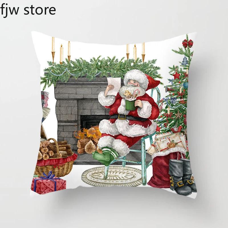 

Рождественская и новогодняя декоративная наволочка Санта-Клаус подарок украшение для дивана украшение для дома 45x45 см 40x40cm