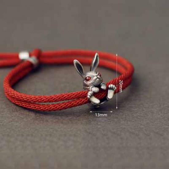 Mistletoe 925 Sterling Silver Adjustable Lovely Rabbit Bracelet
