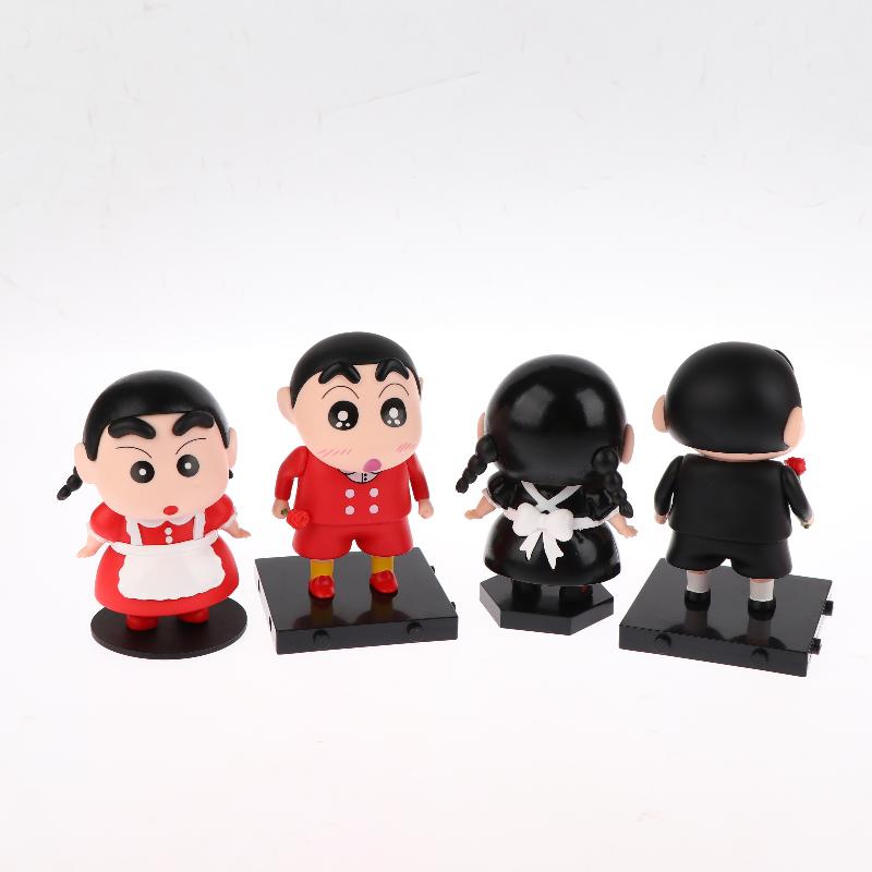 2Pcs/Set Crayon Shin Chan Anime Figures Cute Cartoon Pvc Figure Doll Ornament Desktop Decoration Couple Collectible Gifts