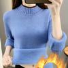 Women's Cozy Fleece-Lined High-Neck Sweater Thick Warm Long Sleeve Pullover with Soft & Stylish Fall/Winter Highneck Sweater