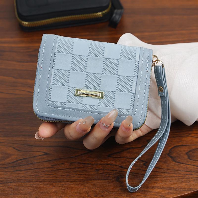 

Женский модный короткий кошелек 2025 - Простой кошелек для монет и мини-картхолдер 11x8x2 cm небесно-голубой