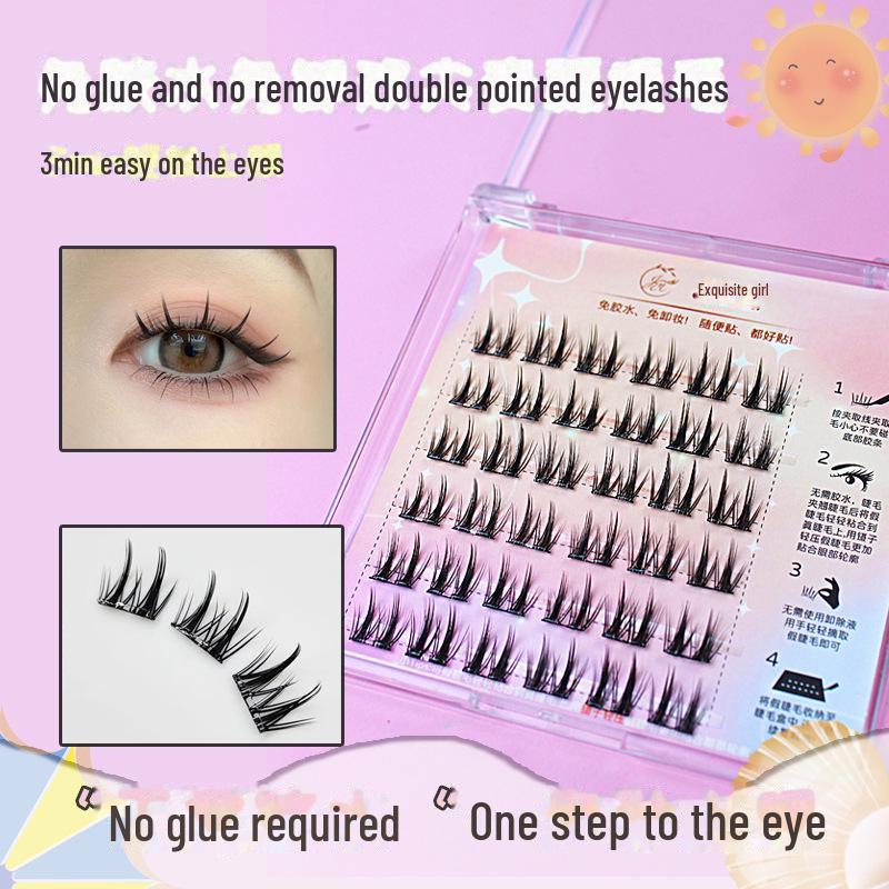 Exquisite Double Spire Spike False Eyelashes: No-Glue, Easy-Removal, Perfect for Beginners
