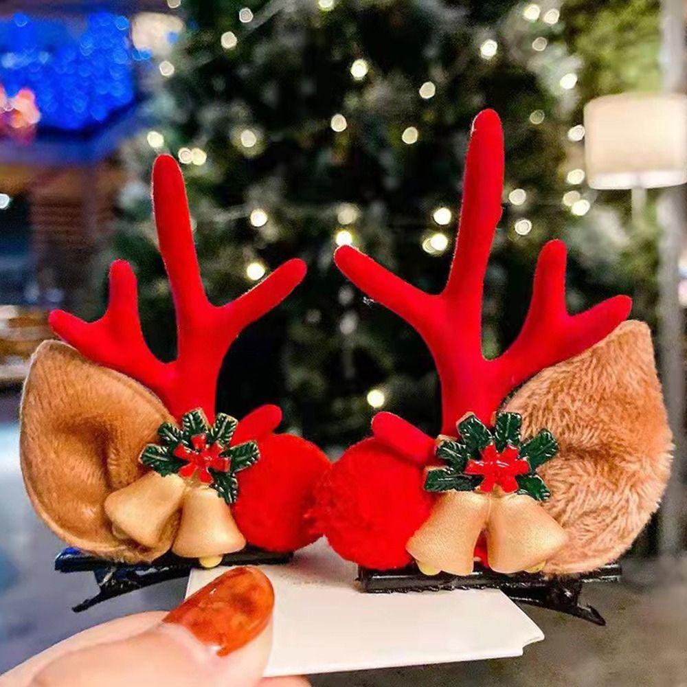 Xmas Ornaments Elk Ear Pine Cone Hairpins Hair Accessories Merry Christmas Decor Antler Hairpin
