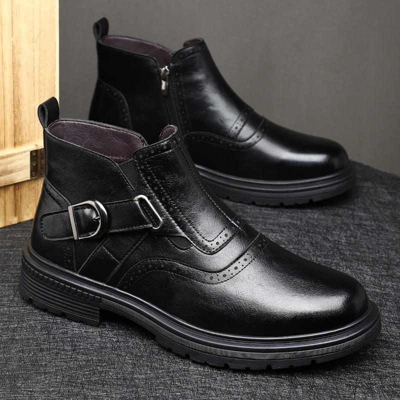 Fashion Classics Men Ankle Boots Fashion Business Leather Boots British Style Casual High Top Boots for Men Office Formal Boot Botas2025