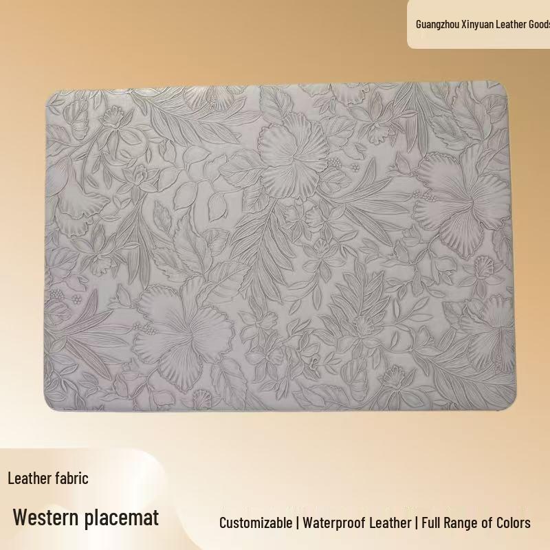 

Nordic Style Embossed Leather PVC Dining Placemat with Floral Design and Heat Insulation 43*30 cm