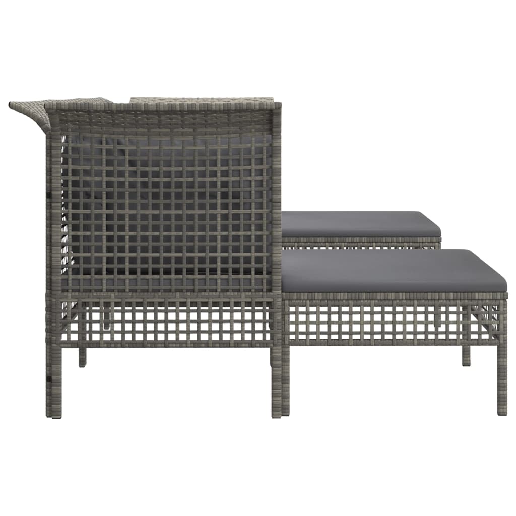 5 Piece Garden Lounge Set with Cushions Grey Poly Rattan