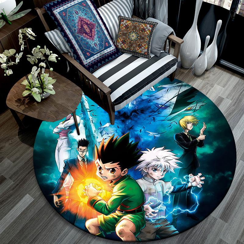 Hunter × Hunter,Round Area Rug,Carpet Rug for Living Room Bedroom Sofa Playroom Decor,Non-slip Floor Mat