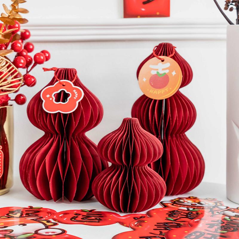 3D Papierornament Wabenpapier Tischvase Frühlingsfest Weihnachten Rotbraune Dekoration Hochzeit Hängende Kürbisornament