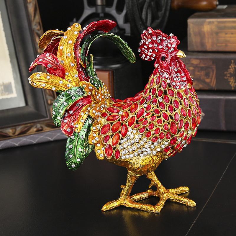 

Шкатулка-петушок из сплава с хрустальными стразами Декор для дома и офиса Роскошная идея подарка для женщин