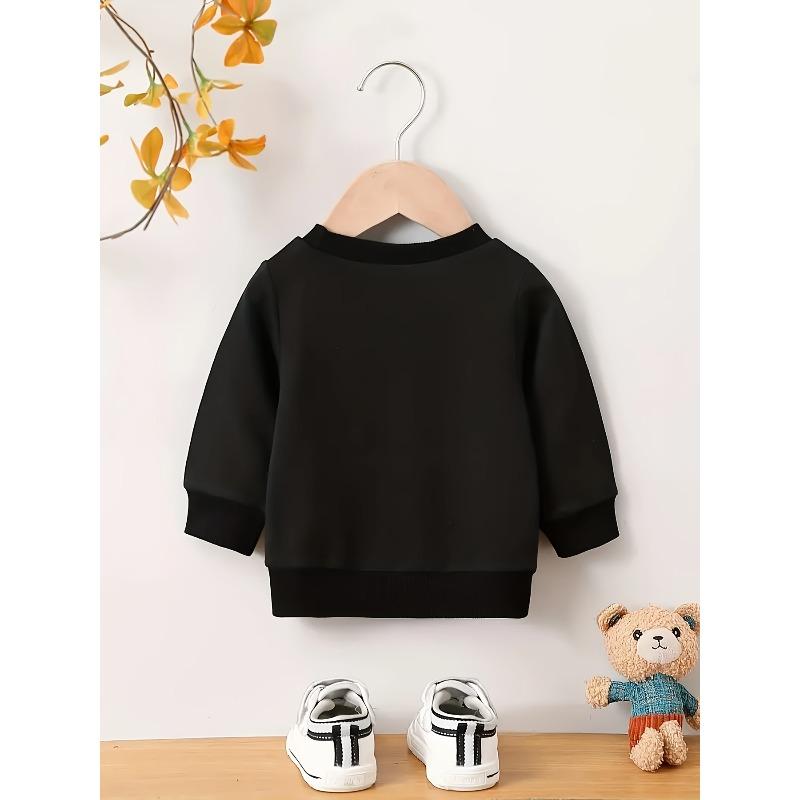 European Sizes One-piece Baby Kid Crewneck Sweatshirt Cute Fox Animal Print Casual Sports Top Suitable For Autumn And Winter