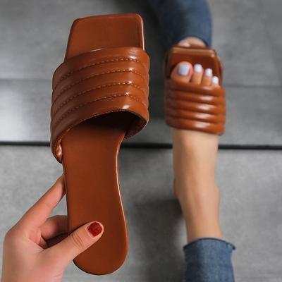 Women Flats Slippers Casual Beach Sandals Spring New Trend Slingback Shoes Square Toe Slides Fashion Women Flip -Flops Mujer