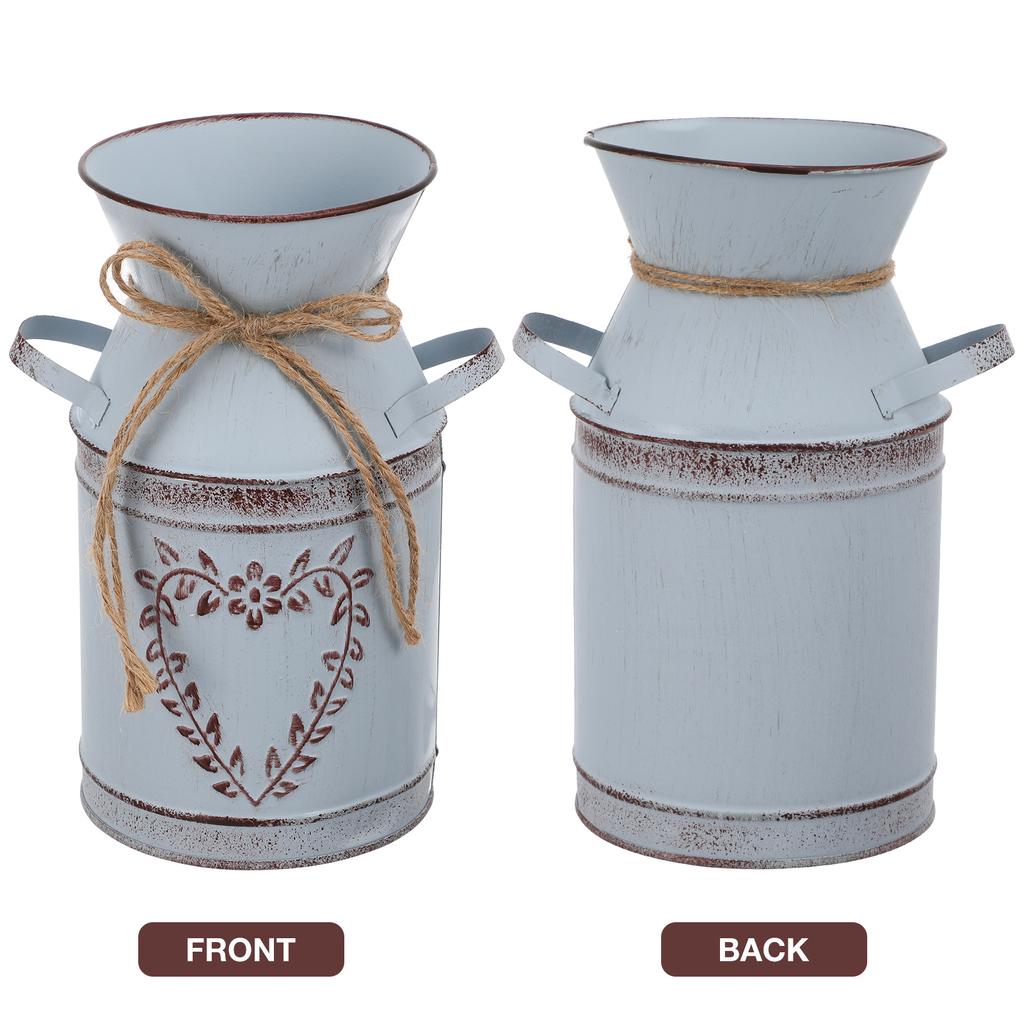 Sticlă de lapte vintage în formă de inimă, aranjament floral, decor rustic pentru casă, vază de nuntă