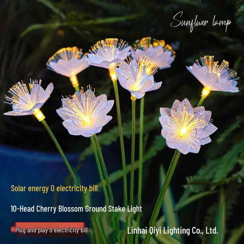 Waterproof Outdoor LED Fiber Optic Flower Lamp - Double-layer Lawn & Garden Decoration