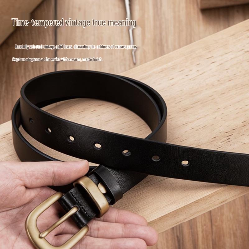 Jingzao Minimalist Genuine Leather Pin Buckle Belt
