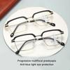 Anti Blue Light Dual Use for Far and Near Metal Square Progressive Multifocus Presbyopia Glasses High-definition Reading Glasses