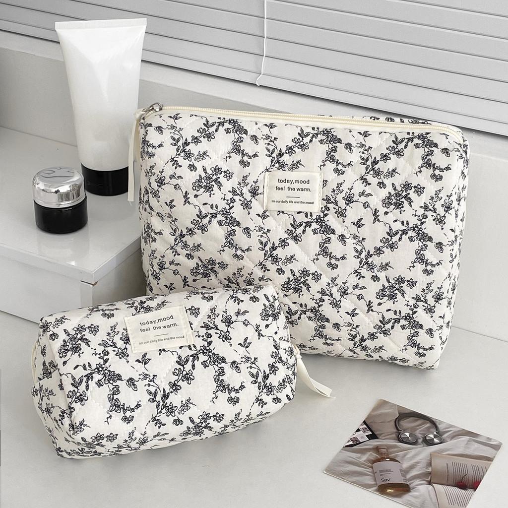 Cotton Floral Travel Makeup Bag With Large Capacity For Daily Use