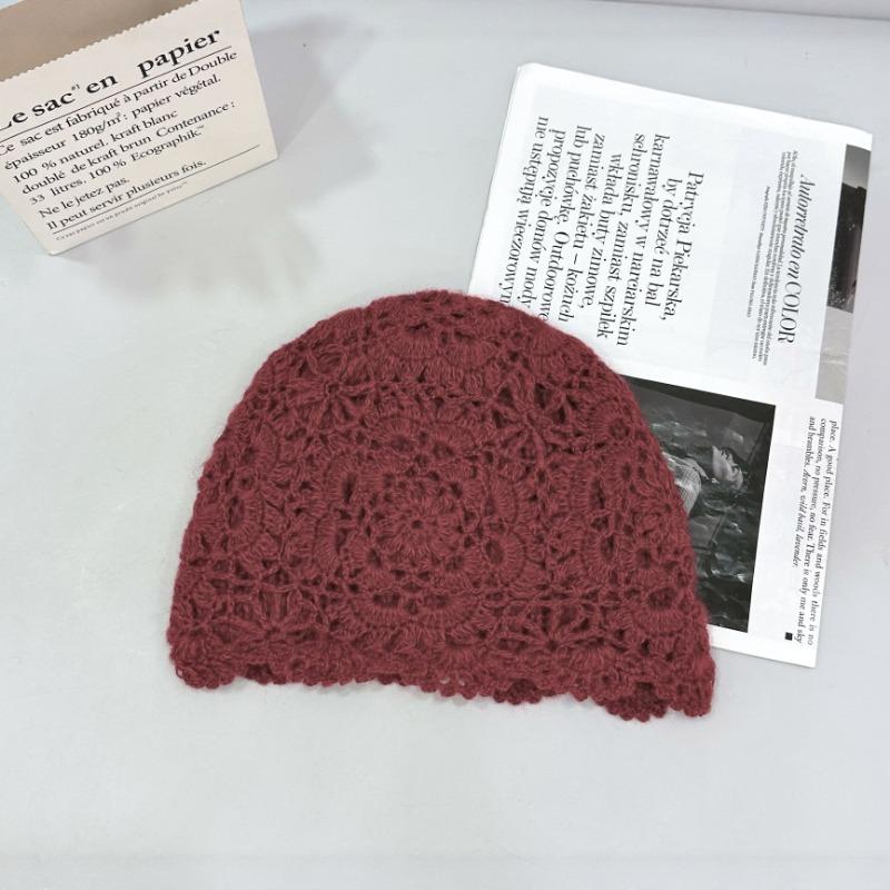 25 Early autumn retro handmade knitted hat hollow hook-up pullover hat versatile bag head hat tide