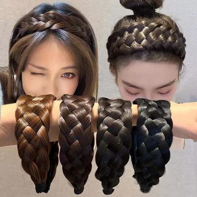 Perücke Geflochtene Stirnbänder für Frauen Fischgrätenmuster Breit Gedreht Haarband Handgefertigt Kopfreifen Haarband Styling Kopfbedeckung Accessoires Geschenk