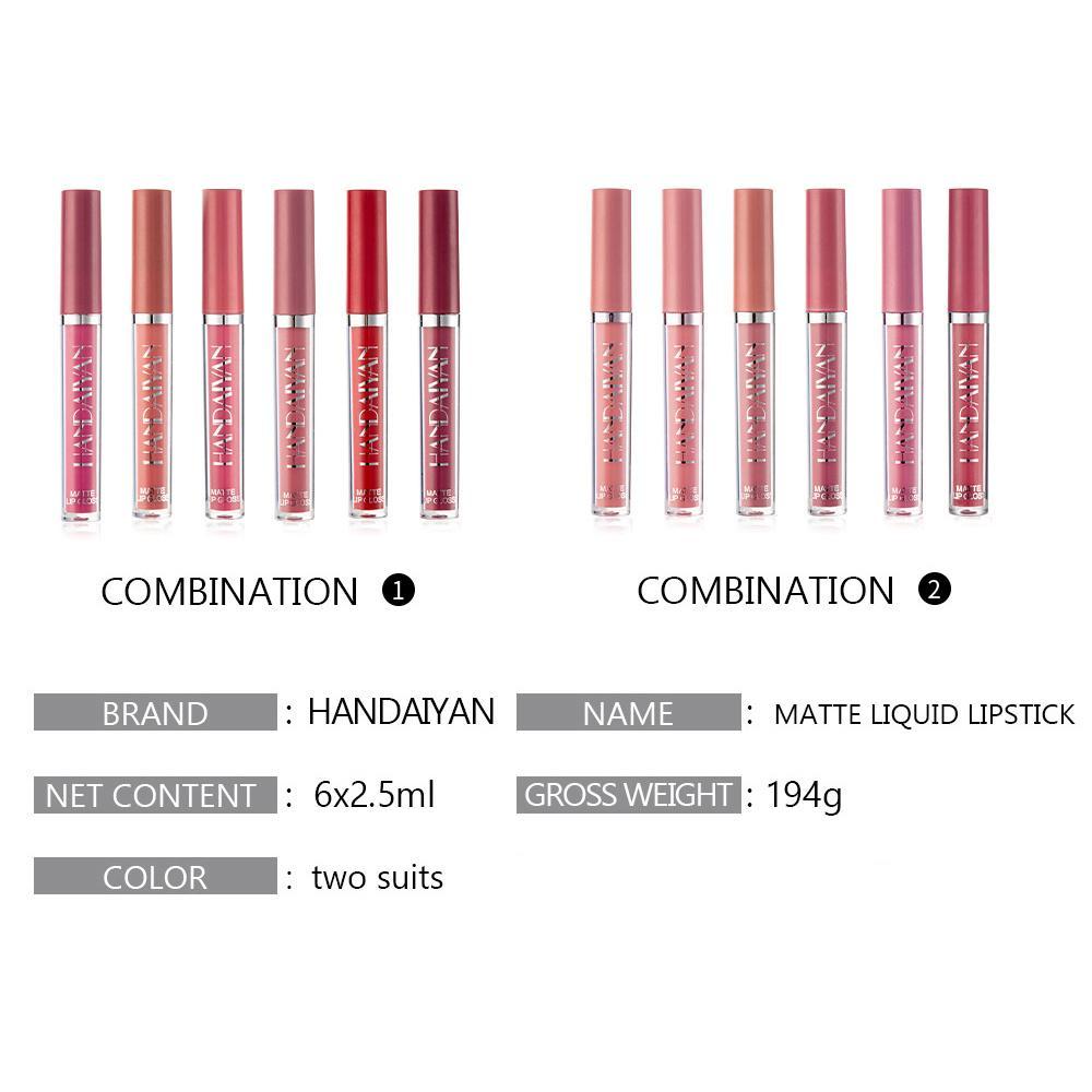 6pcs/Set Sexy Velvet Matte Liquid Lipstick Waterproof Long Lasting Nude Lip Gloss Kit Makeup Gift