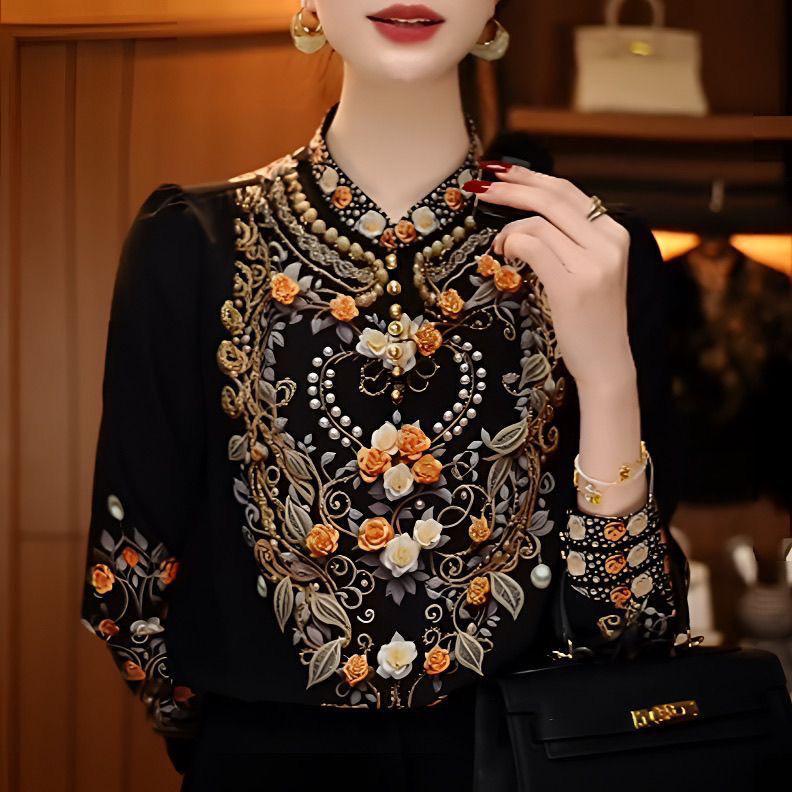 

2025 Fashion Slimming Elegant Long-Sleeve Round-Neck Top 3XL