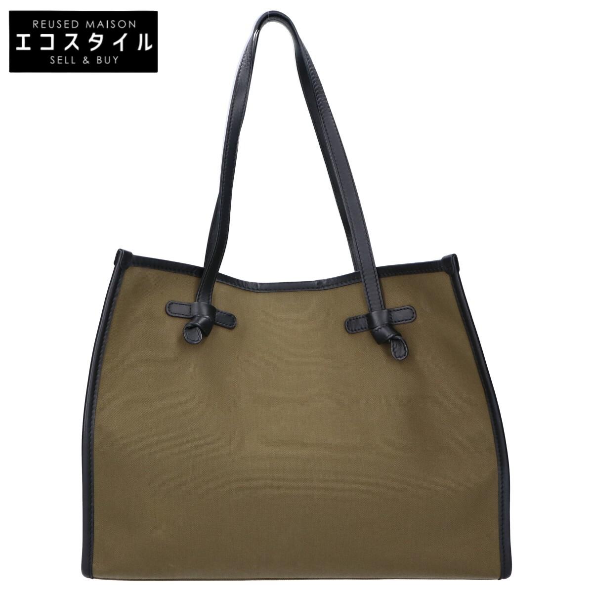 

GIANNICHIARINI [Beautiful Condition] Marcella S Canvas x Leather Tote Bag khakiUsed