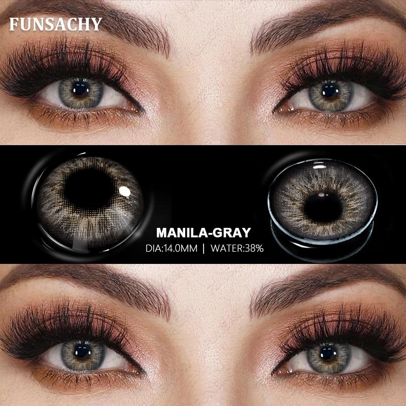 FUNSACHY 1 Pair Colored Contact Lenses for Eyes Blue Lens Gray Green Eye Makeup Natural Lenses Fashion Beauty Cosmetics Pupils