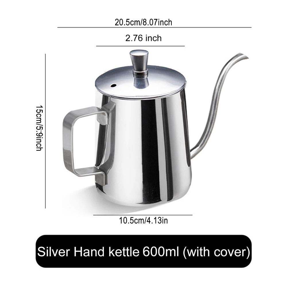 600 ml Tropfkessel für Kaffee, Teekanne, antihaftbeschichtet, lebensmittelechter Edelstahl, Schwanenhals-Tropfkessel, Schwanenhals, dünner Mund