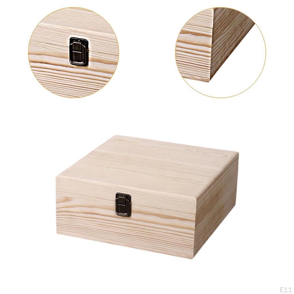 Wooden Box Bridesmaid Favor with Clasp Candy Case DIY Hinged Decorative Rustic Unfinished