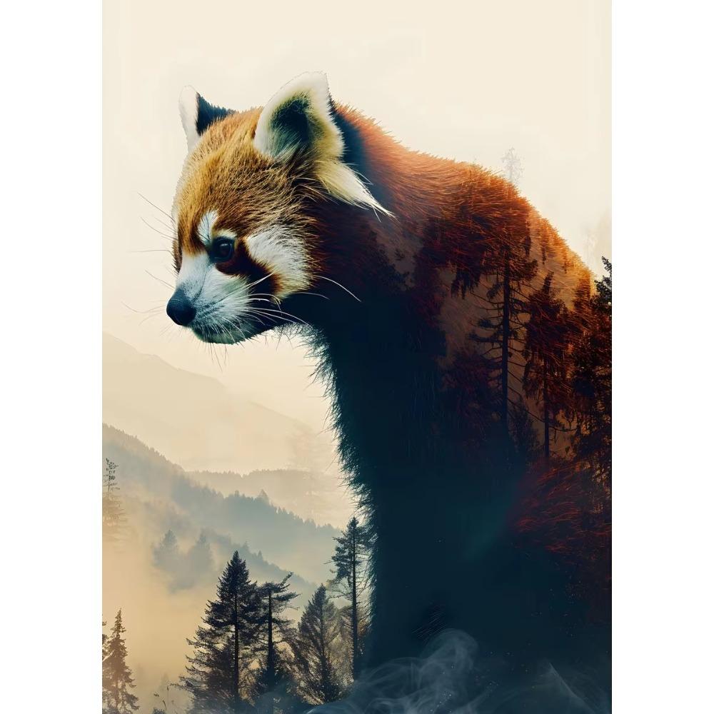 Animal and Forest Poster Eagle Wolf Tiger Lion Cat Panda Fox Tree Canvas for Living Room Home Decor Wall Art Mural