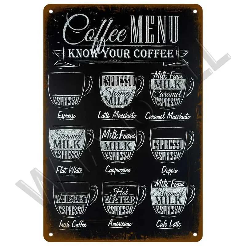 Retro Flat Metal Signboard Home Decoration Coffee Tin Logo Retro Wall Art Poster Kitchen Bar Iron Paint Decoration Coffee Shop