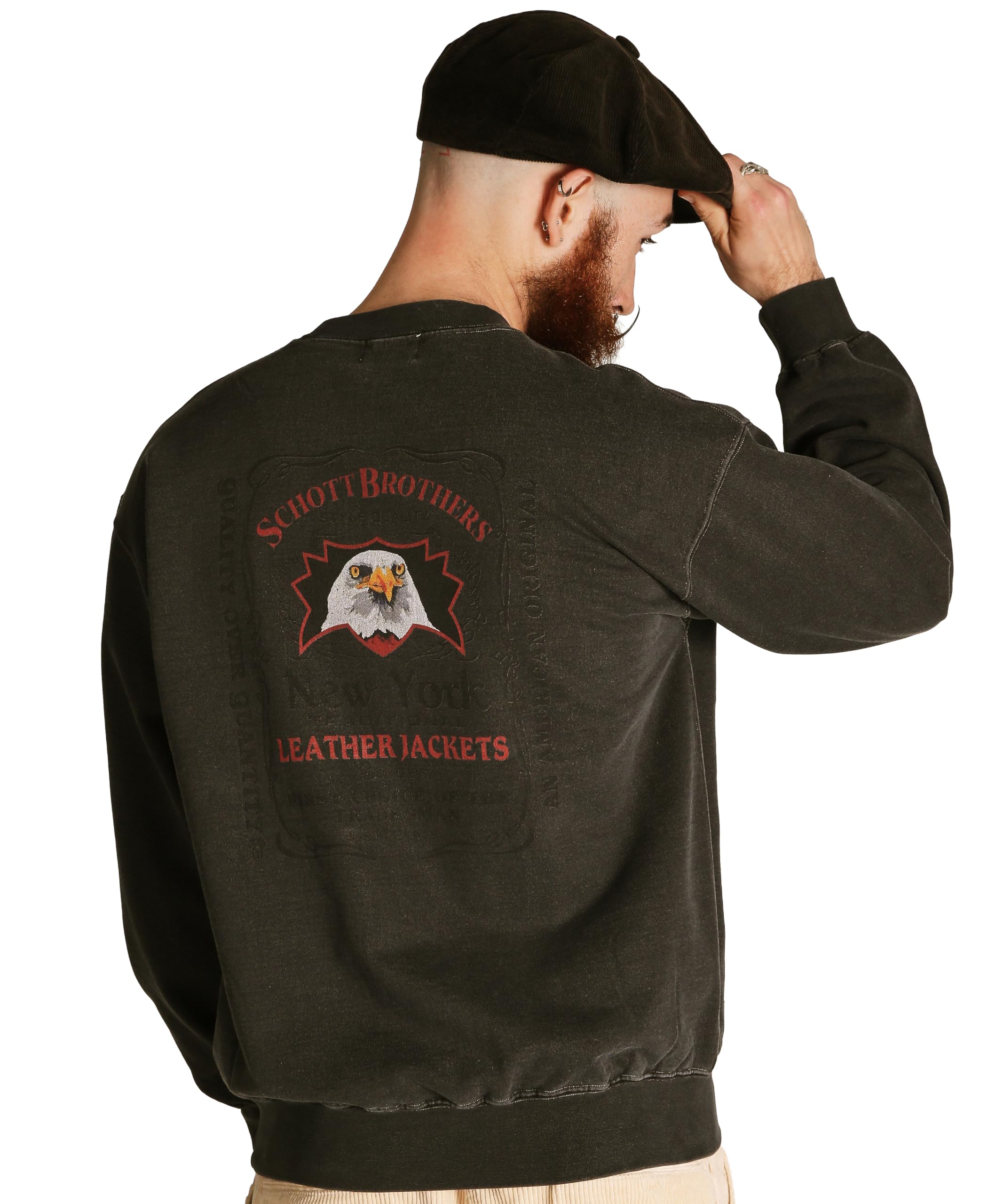 

Schott PIGMENT EAGLE CREW SWEAT, Мужской, Размер 2XL, 010, Черный, 782-5232005
